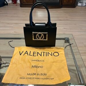 Valentino Black Mini Bag with Gold Logo